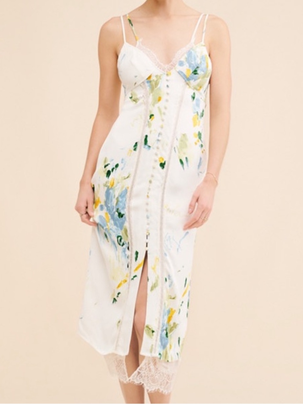 Anthropologie Floral Lace-Trim Dress